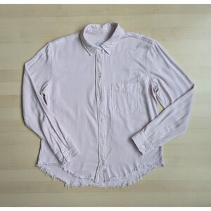 Rails Pink Raw Edge Cropped Button Down Long Sleeve